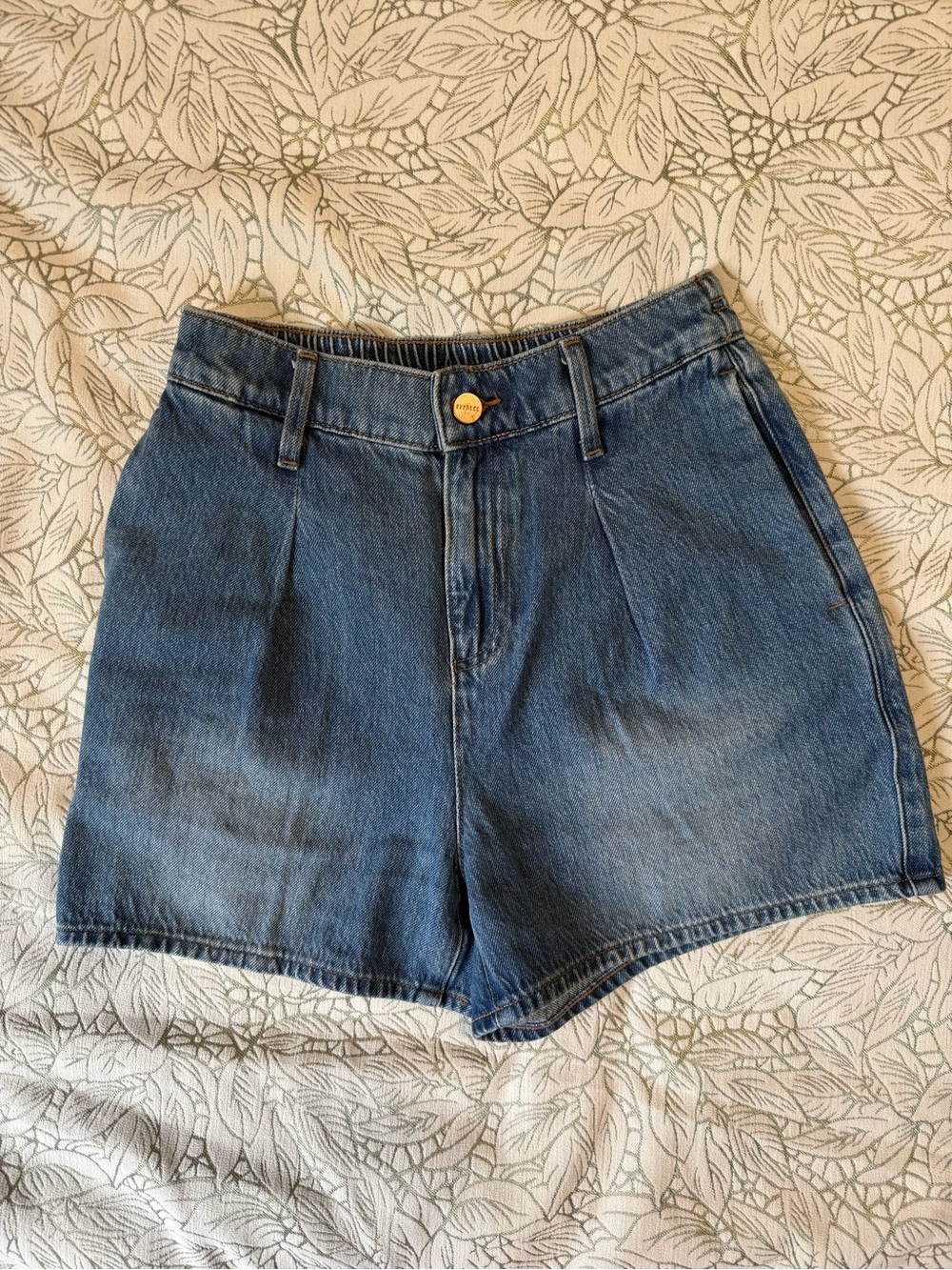 Express High Waist Blue Denim Shorts